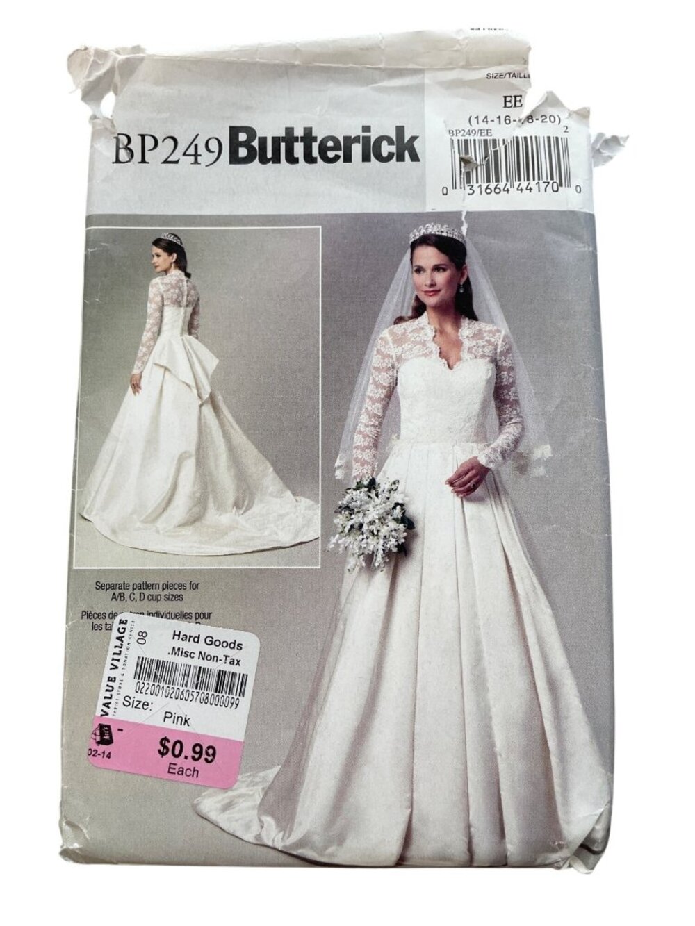 Butterick BP249 Wedding Dress Sizes 14-20 Sewing Pattern Lace Dressmaking UNCUT